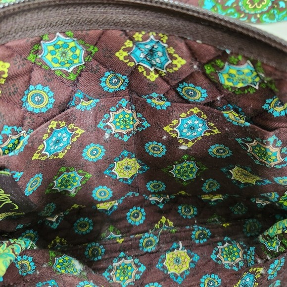 Longaberger Sisters Lexie Quilted Reversible Tote & Makeup Bag Adorn Brown Green - Picture 12 of 16